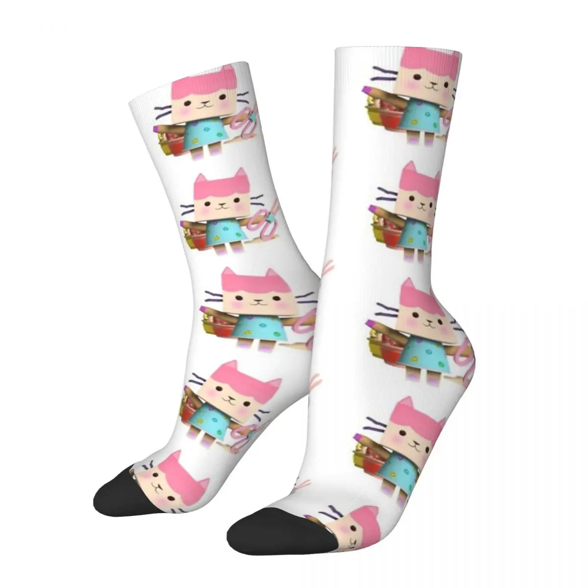 

Funny Crazy Compression Sock for Men Baby Box Hip Hop Vintage Gabby's Dollhouse Happy Seamless Pattern Printed Boys Crew Sock