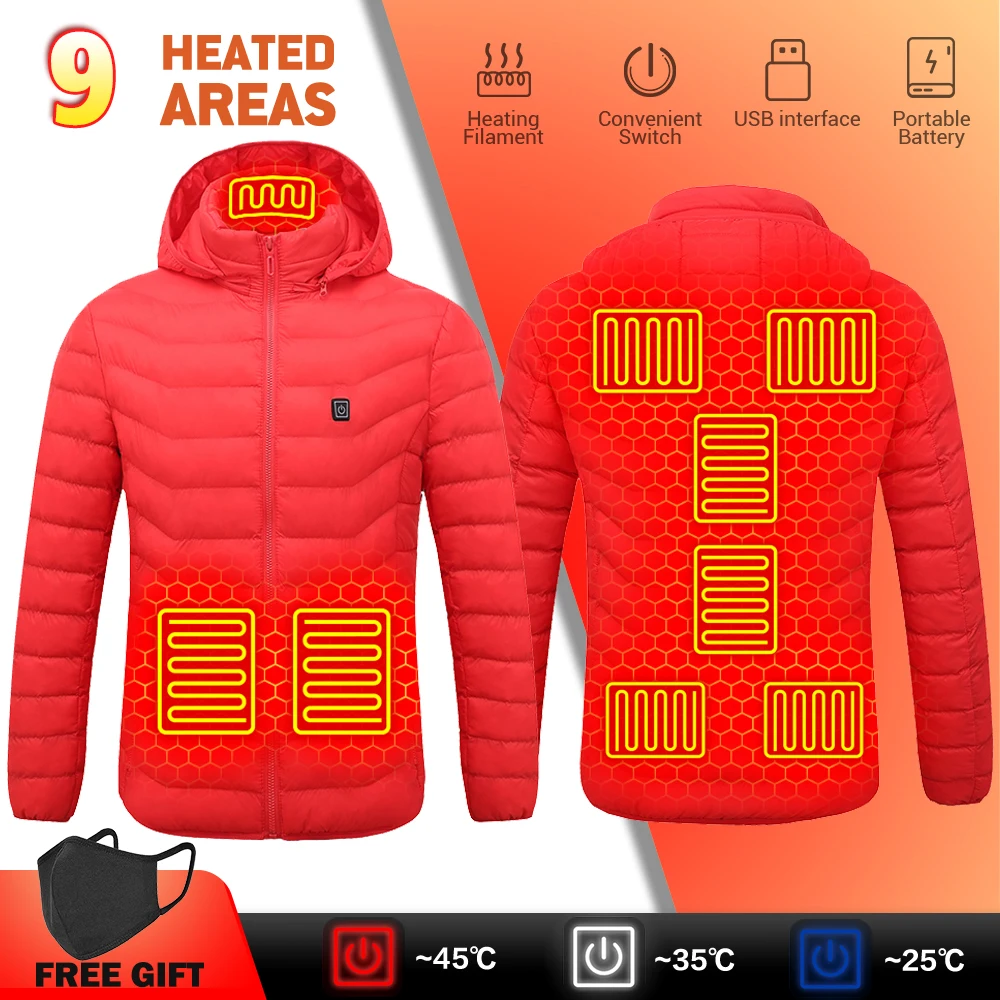 

Motorcycle Jacket Heating Jacket Winter Skiing Hooding Heated Jacket Windproof Hiking Warm Bottom Fishing 11 Areas Heated Cloth