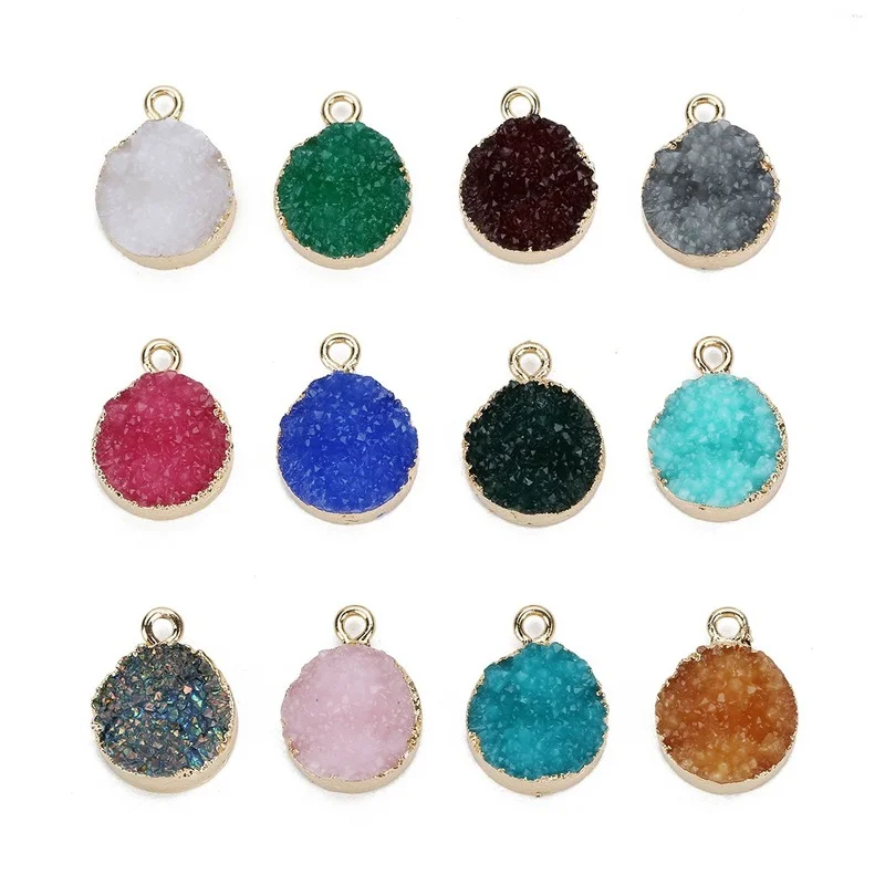 

5Pcs/lot Resin Imitation Quartz Charms Round Pendant Charms 13.5mm Diameter for Bracelet Diy Jewelry Necklace Earrings Making