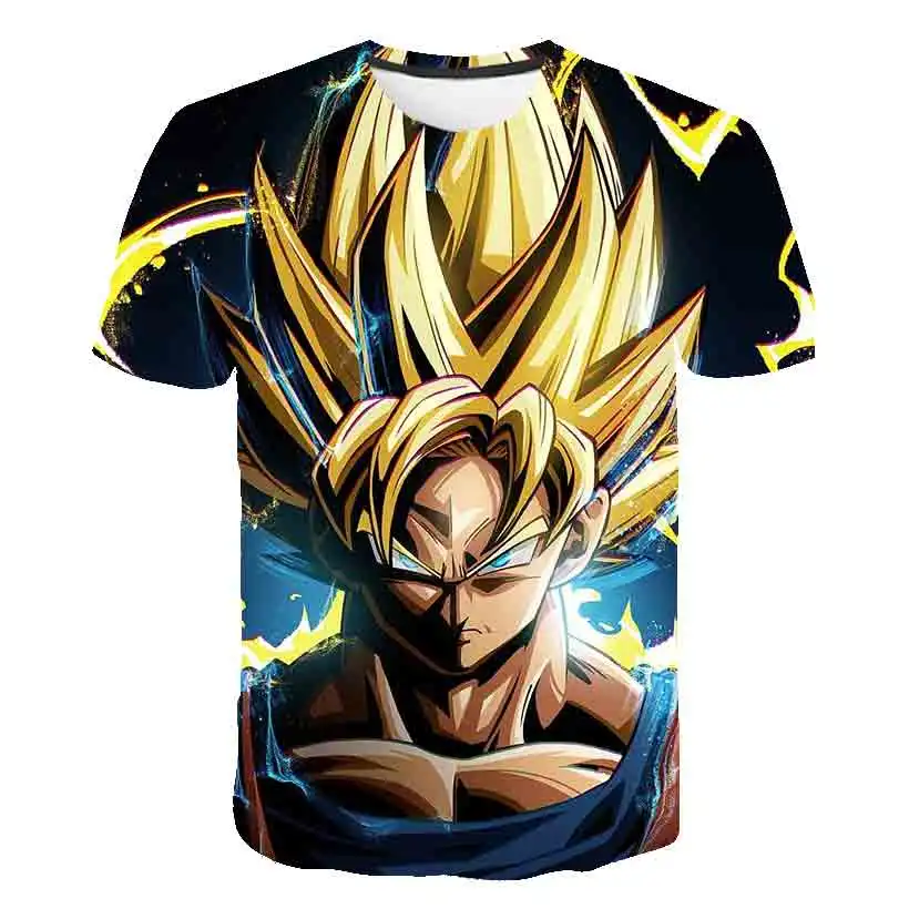

2022 Summer 3D Dragon-Ball T-shirt Boys and Girls Goku Fashion Streetwear Children's Short Sleeve Printed Cartoon T-shirt 3-14t