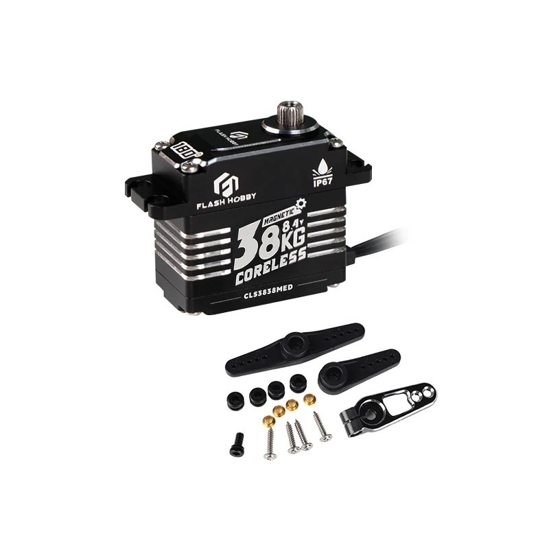 FLASH HOBBY CLS3838MED 8.4V 38KG Super Torque Programmable 14Bit Magnetic Encoder Coreless Servo with 1/8 1/10  RC Car