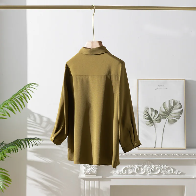 Birdsky 1 шт. женская рубашка на пуговицах офисная с рукавом 3/4 тяжелый 23 мм 93%