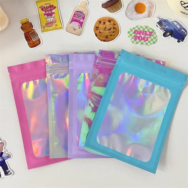 

1Pcs Silver Aluminum Foil Zip Lock Bags Resealable Candy Pouch Laser Packaging Bags Self-sealing Food Storage Bag Thick Bags