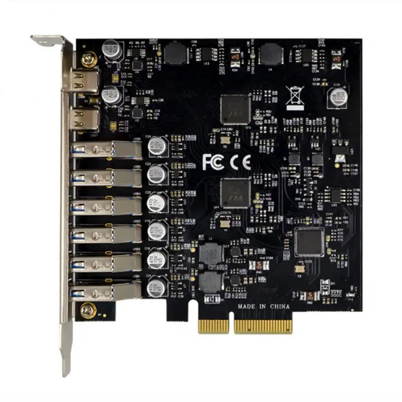 

6 Slots Usb3.1 Pci Express Controller Card Usb3.1 Pci Express Controller Pci-e X4 To 2 Type C Computer Expansion Card Adapter