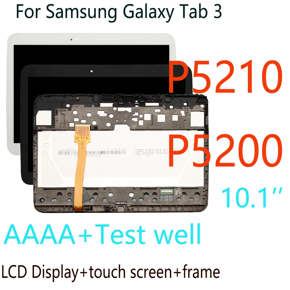 

AAAAA+ For Samsung Galaxy Tab 3 GT-P5200 GT-P5210 P5210 P5200 LCD Display Touch Screen Digitizer Sensor Assembly with Frame
