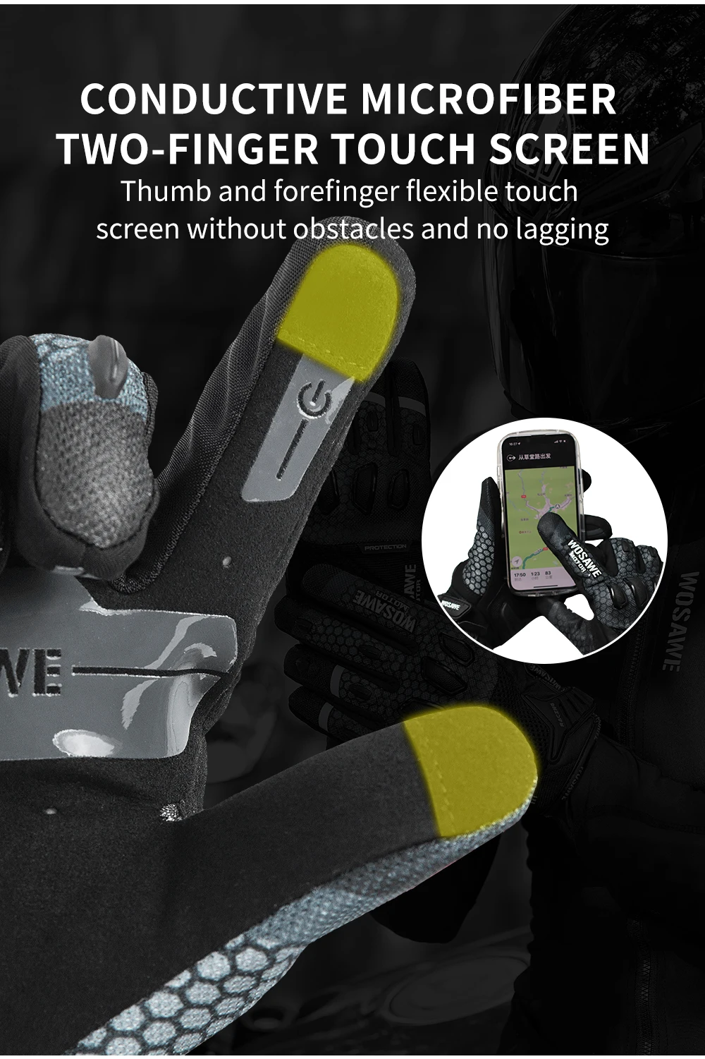 WOSAWE мотоциклетные перчатки ветрозащитные Guantes для езды на мотоцикле сенсорный