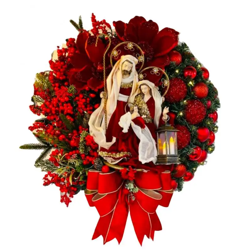 

1PC Christmas Decoration 2022 Sacred Christmas Wreath Door Hanging Ornaments Image Of The Virgin-Mary Of Jesus Christ Home Decor