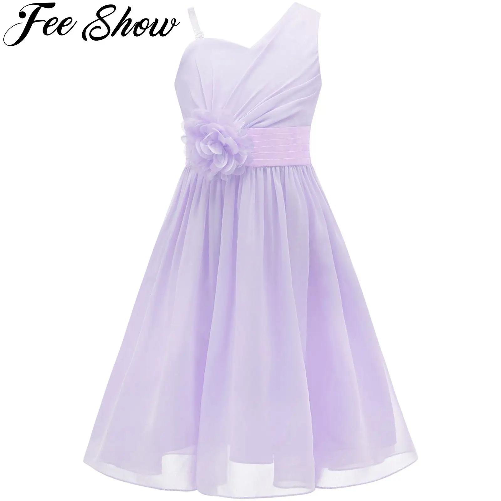 

Платье детское Плиссированное на одно плечо с 3D аппликацией для девочек 6 -16 лет