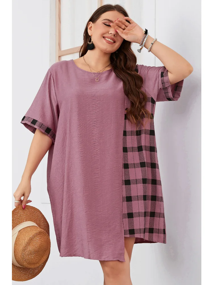 Large size women dress irregular short sleeve loose dress plus size women clothing plus size feminino