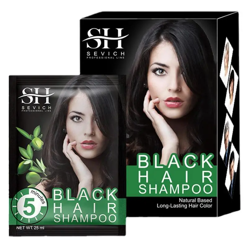 Hair Dye Shampoo 10pcs Black Hair Shampoo For Natural Hair Mild Plant Formula Ammonia Free 100 Gray Coverage Easy And Quick