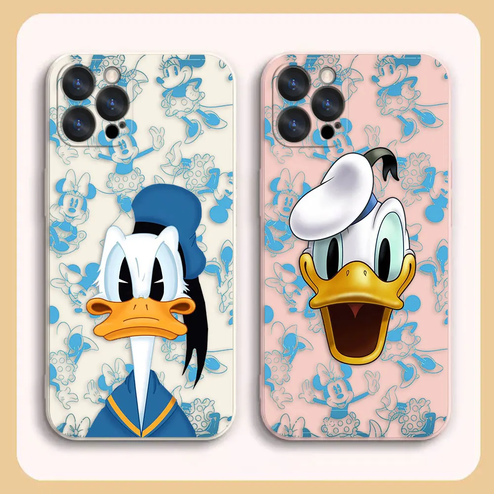 

Case For iPhone 14 13 12 11 Pro XS Max Mini X XR 7 8 6 6S Plus Colour Simple Liquid Silicone Case Disney Donald Duck