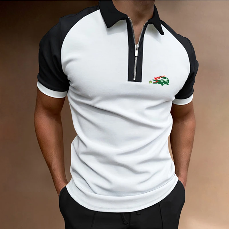 

Новинка 2022, роскошные высококачественные мужские рубашки поло, повседневные модные мужские рубашки поло в стиле пэчворк, топы с коротким ру...