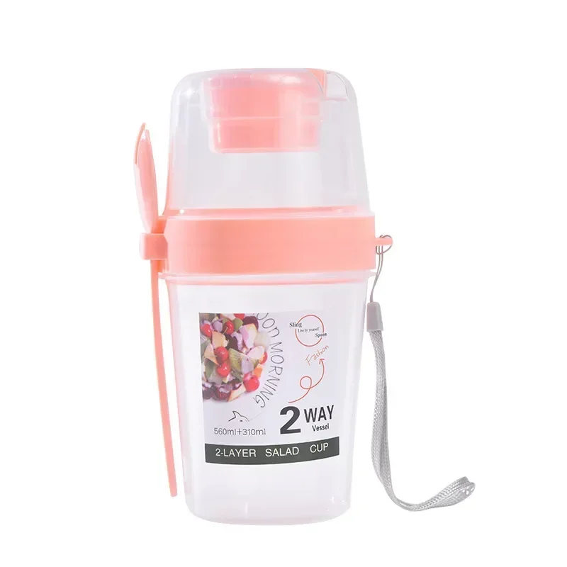 1 шт. двухслойная коническая чашка для йогурта салата с крышкой и ложкой