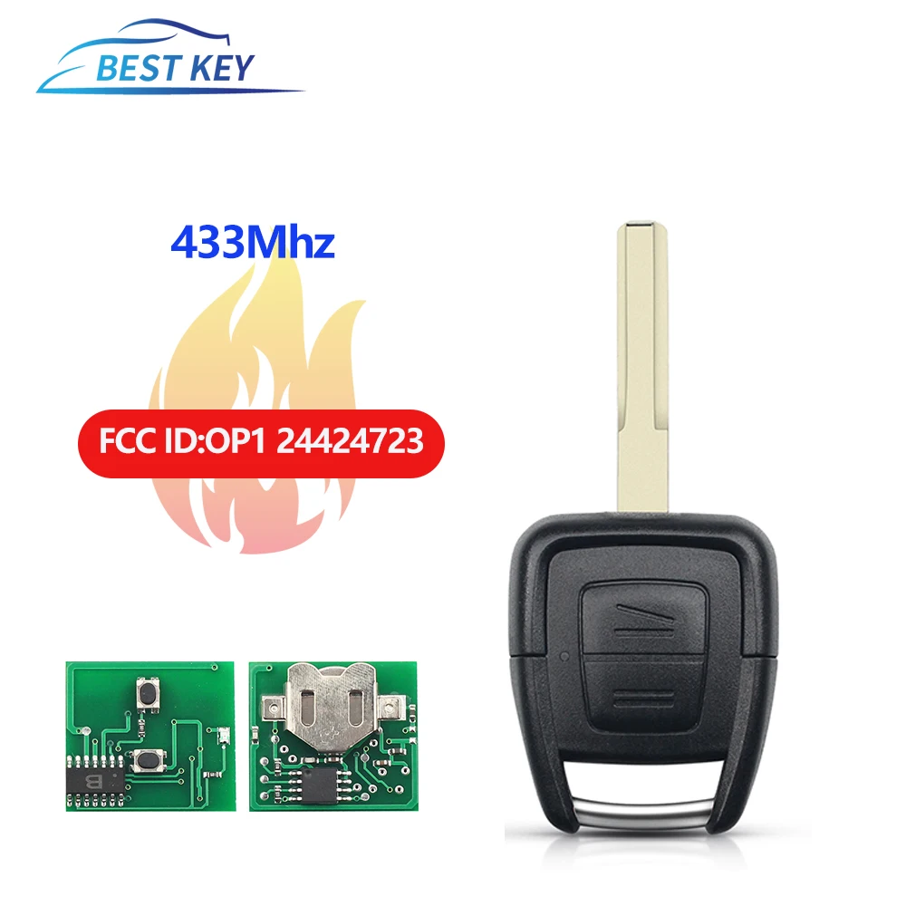 

ЛУЧШИЙ КЛЮЧ 433 МГц, необрезанный HU43 HU100 YM28 HU46, автомобильный дистанционный ключ с лезвием для Vauxhall Opel Astra Vectra Zafira, без чипа OP1 24424723