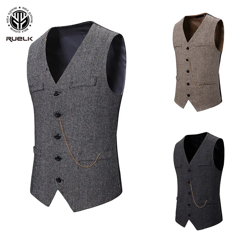 

Fashion Suit Vest Men Formal Dress Vest Herringbone Gilet Fitness Sleeveless Jacket Wedding Waistcoat Men Single-breasted Veat