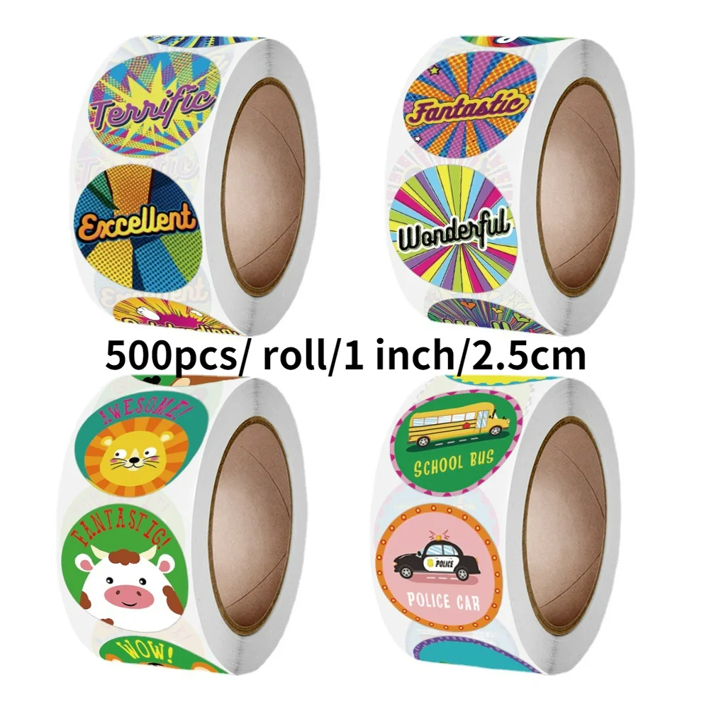 

500pcs/Roll New Cute Words Reward Motivational Stickers Children Toys School Teacher Supplies Classroom Stickers for Kids Gifts