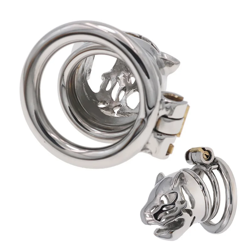 

Men Leopard Shape Chastity Cage Underwear Finger Key Lock Rings Stainless Boxers Steel Muscle Exercise Bird Fitness Cage Pants