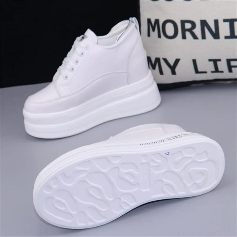 YeddaMavis Black Women's High Heels Shoes 10CM Thick Base Women Sneakers New Autumn Winter Fashion Casual Shoes White Size 34-40