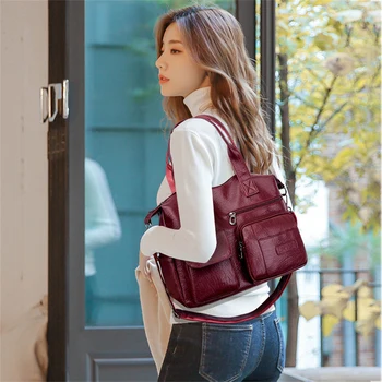 2022 Vintage Women's Soft Leather Shoulder Bags Multi-Layer Pockets Classic Crossbody Bag Luxury Designer Handbags and Purses 1