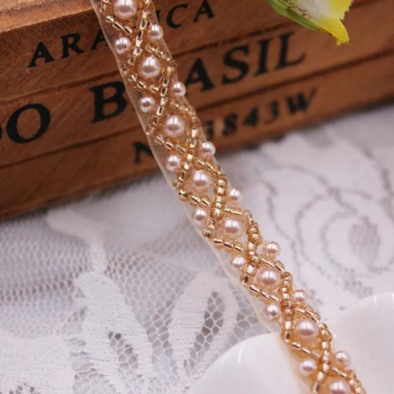 Бисерная кружевная ткань с воротником 10 мм цвет в ассортименте