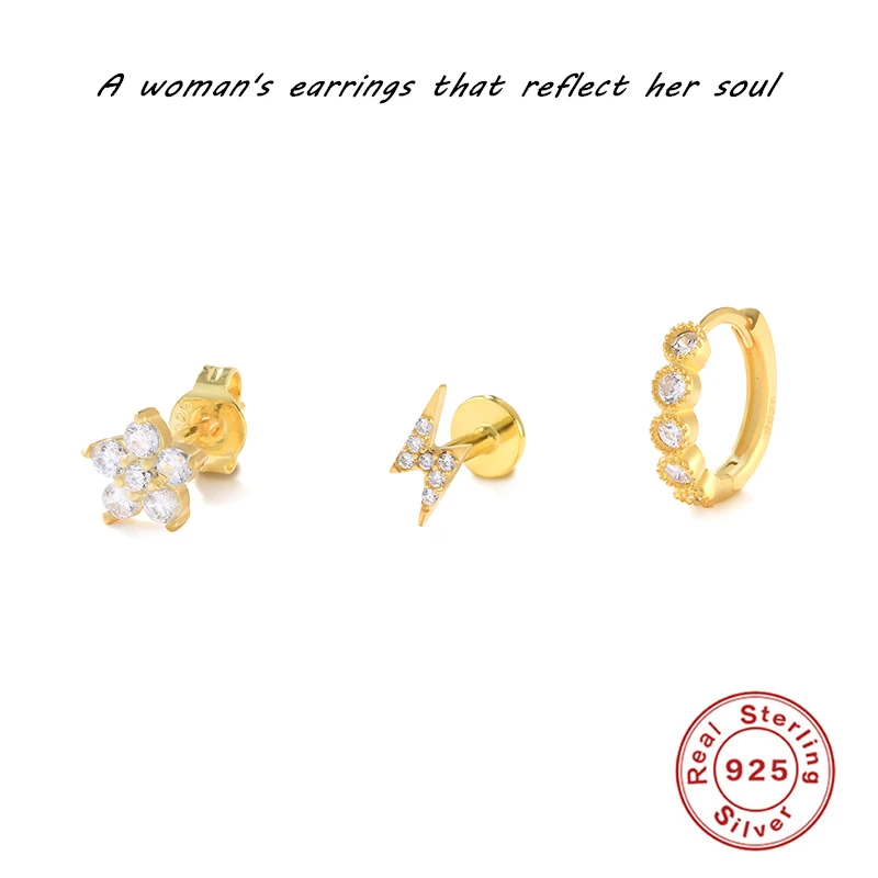 

Aide Lightning Earrings Jewelry 925 Sterling Silver Earrings Fashion Flowers Matching Jewelry Ethnic Women Bride Girls Gifts