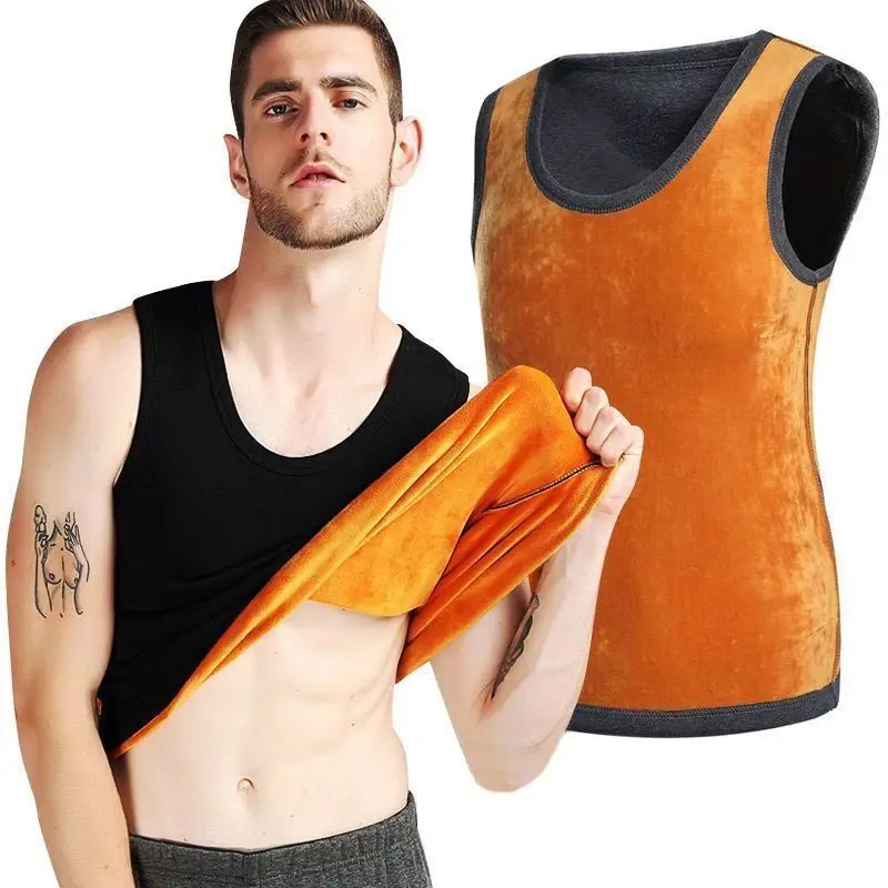 

Men's Winter Velvet Thermal Vest Thick Warm Vest Close-fitting Waistcoat Cold-proof Bottoming Underwear Double-sided Top