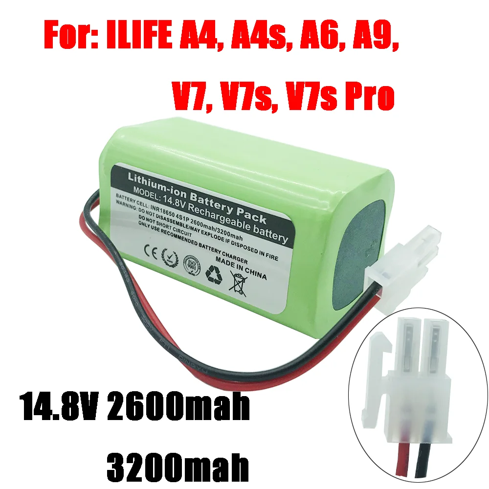 Аккумулятор литий-ионный 14,8 в для ILIFE A4s/A7/V7s Plus/V55 Pro/W400/A9s, детали для робота-пылесоса 14,8 в, 2600 мАч