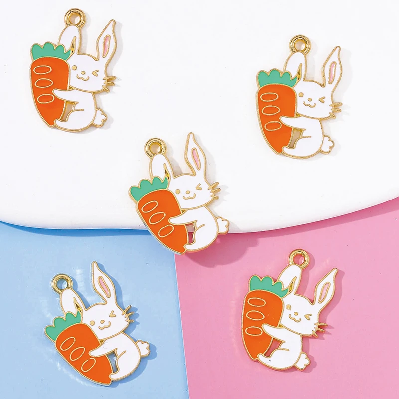 

20Pcs 17*25mm Animal Carrot Rabbit Jewelry Making Accessories Necklace Earrings Bracelet Charm Pendant DIY Jewelry Craft Supplie