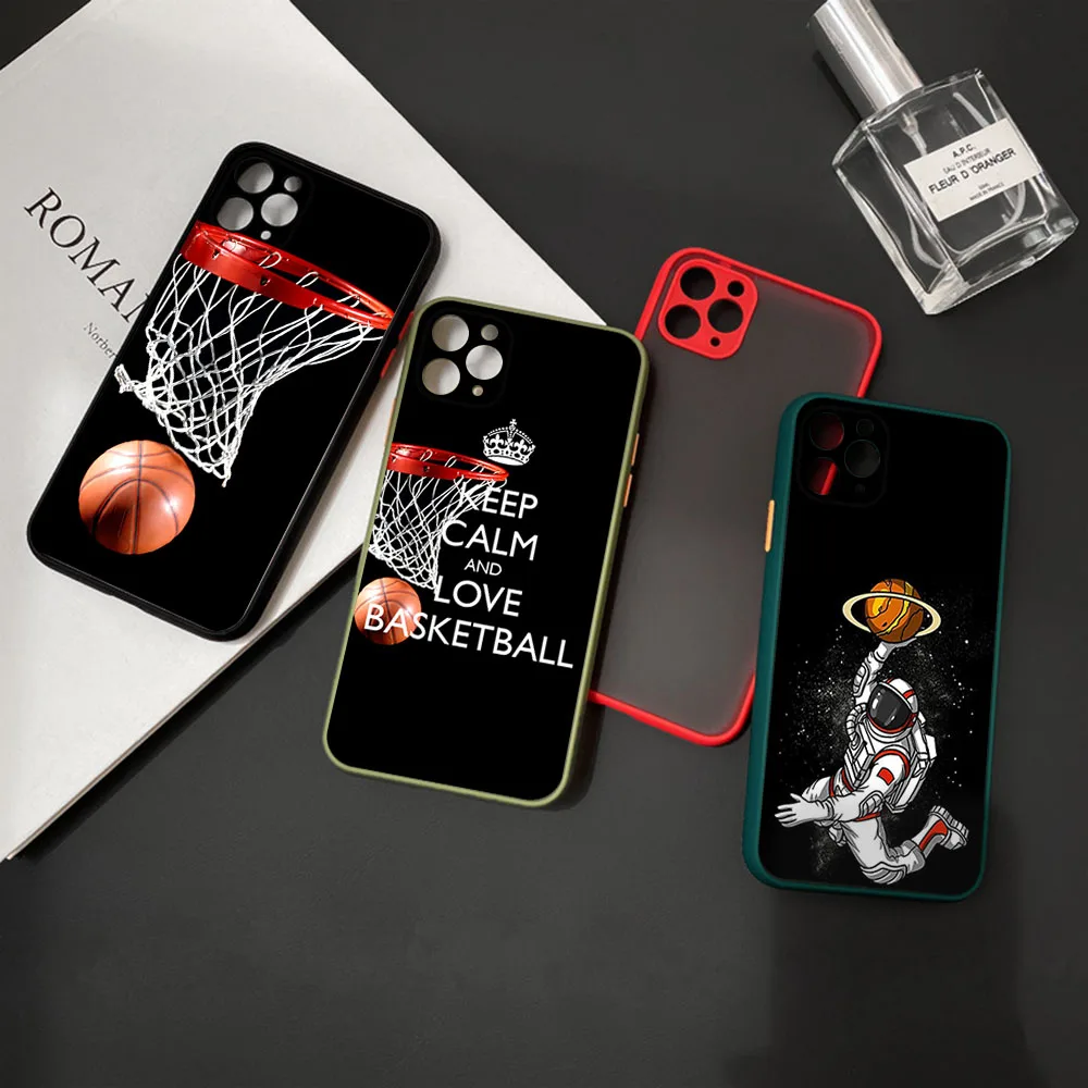 Skin Feel Translucent Phone Case For iPhone 16 Pro Max 15 14 13 12 11 7 8 Plus SE Mini XR Starry Sky Basketball Frosted Cover