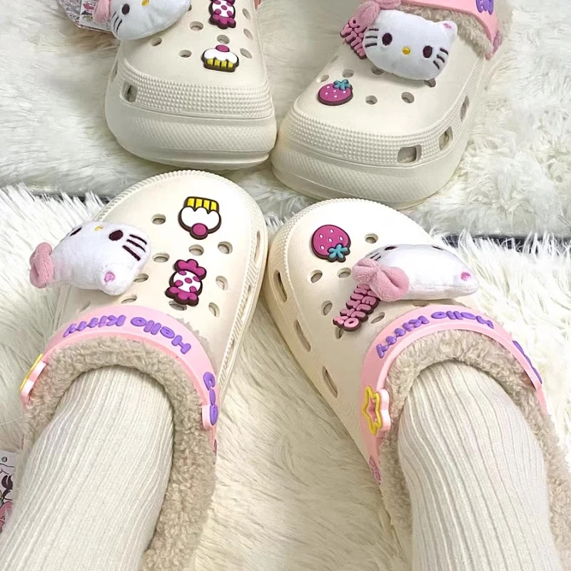 

Anime Kuromi Hello Kitty Plush Cute Winter Slipper Sanrioed Cute Home Outside Soft Convenient Lovely Kids Birthday Gifts