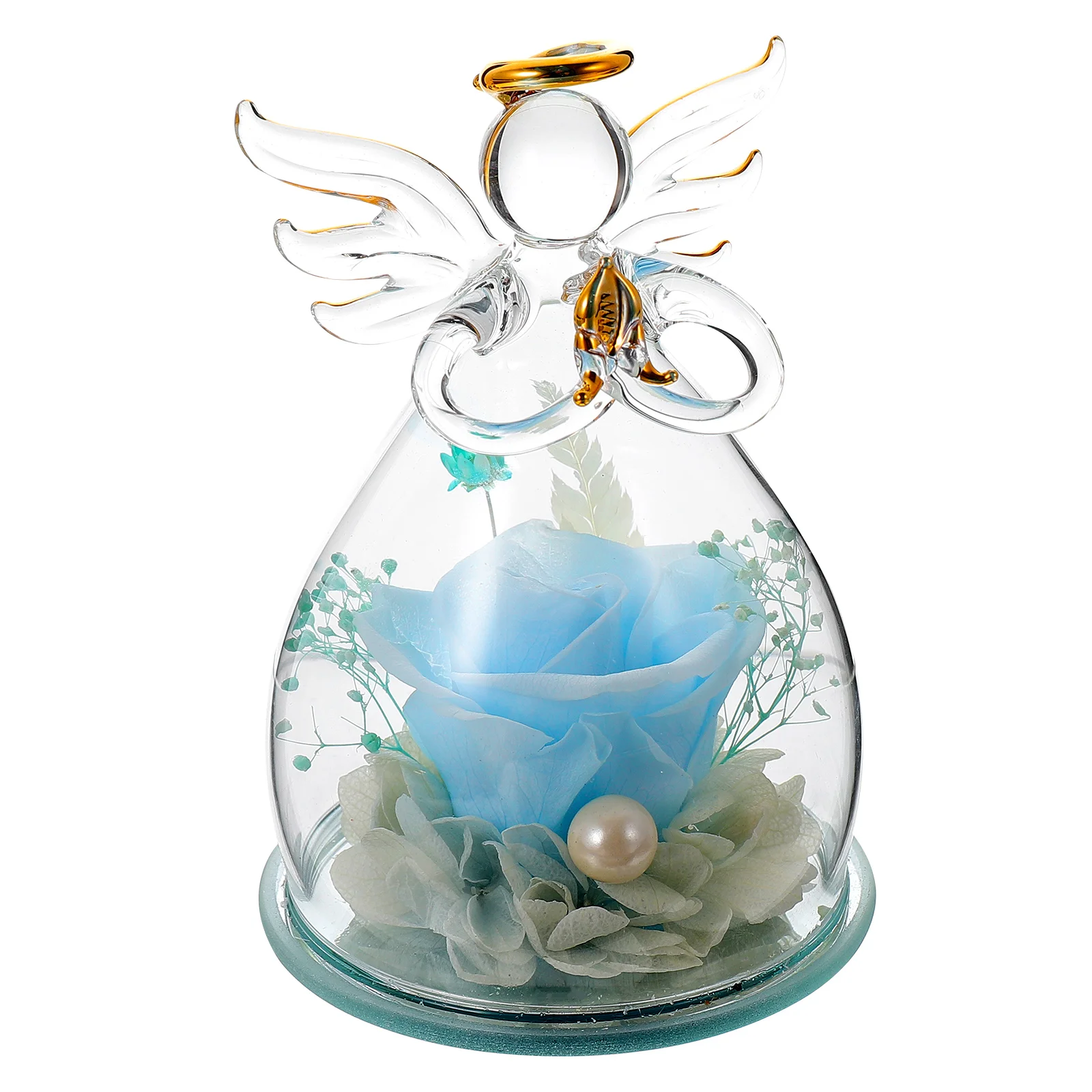 

Flower Rose Glass Dome Cover Preserved Eternal Decor Ornamentscene Desktop Cake Immortal Bottle Display Jar Bell Indoor Mini
