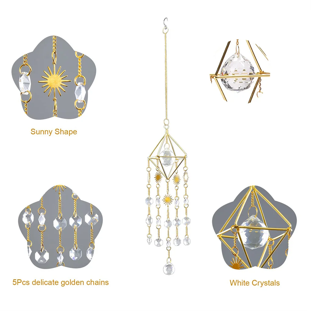 

Crystal Sun Catcher Prism Window Chain Hanging Pendant Polished Decorative Party Ornament for Balcony Chandelier