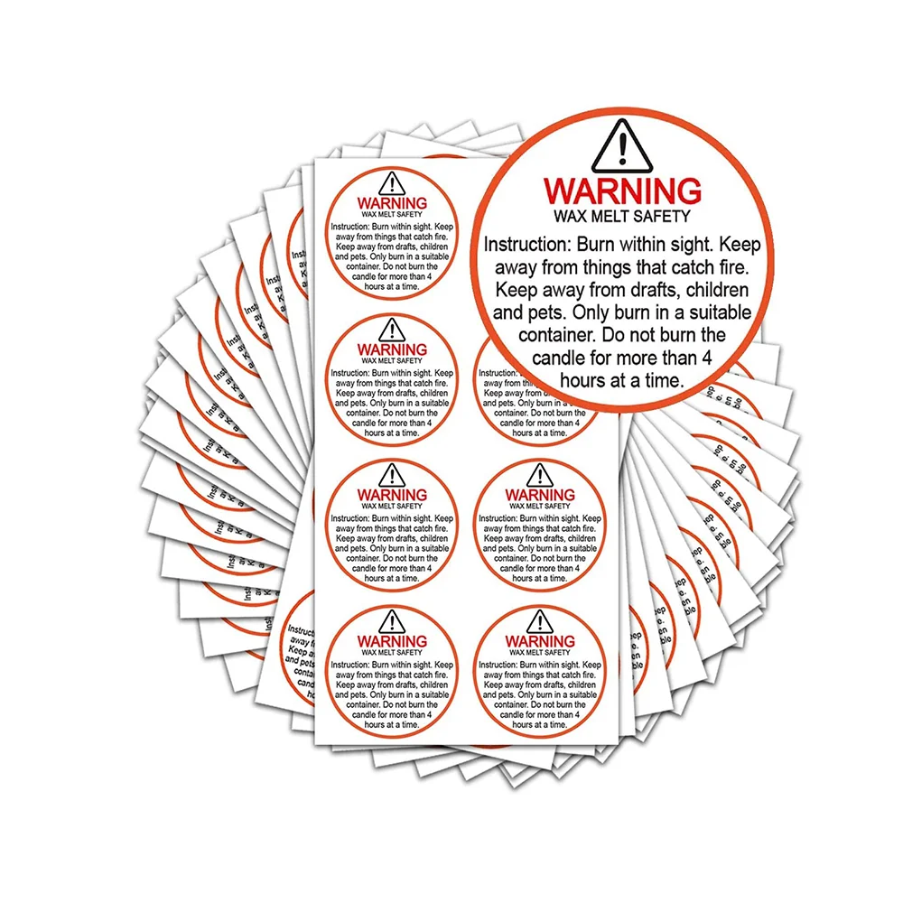 

1.5" Candle Warning Stickers 504 Pcs Wax Melting Safety Stickers Decal for Candle Jars and Votives Container Labels