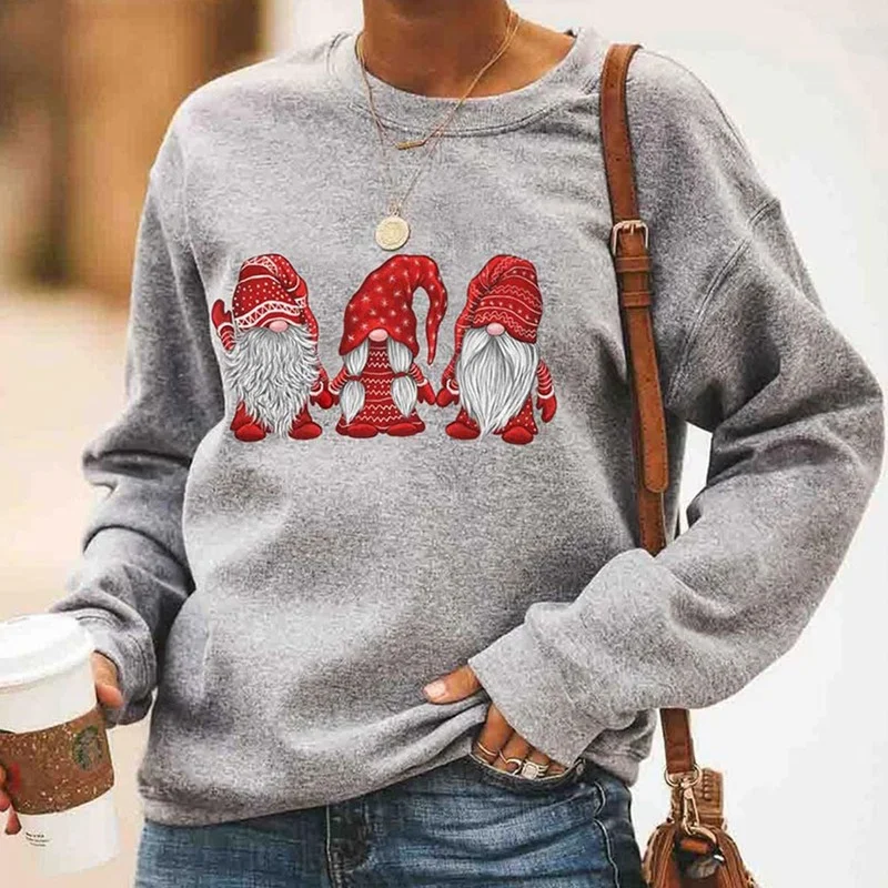 

Женская одежда с принтом Санта Клауса, новинка, забавный Модный пуловер, Рождественский праздничный женский топ с круглым вырезом и длинным...