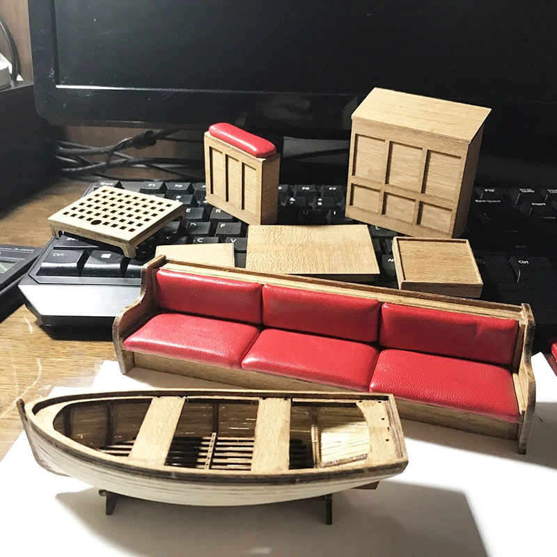 

208mm 1/24 Life Raft Model Sapele Mahogany Log Sailboat Kit DIY Handmade Toys