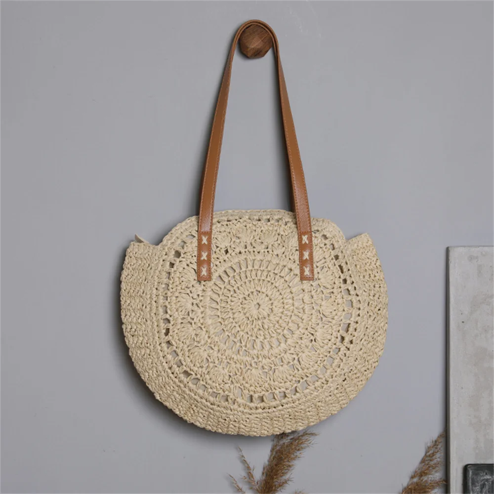 Straw Weaving Crossbody Bags Women Luxury Designer Beach Vacation Shoulder Bag Ladies Vintage Versatile Large Capacity Handbags