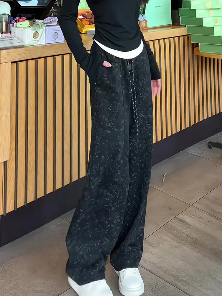 Черные брюки-бананы больших размеров с принтом тай-дай спортивные штаны новинка