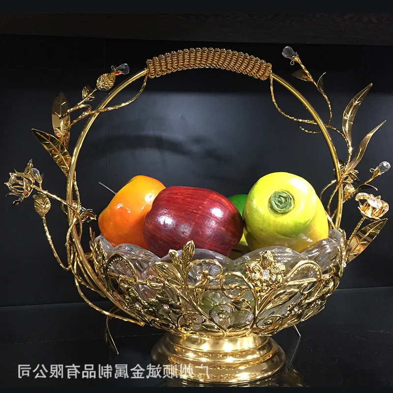 

Basket Wedding European style diamond lace metal glass dry snack fruit plate Hotel KTV luxury accessories