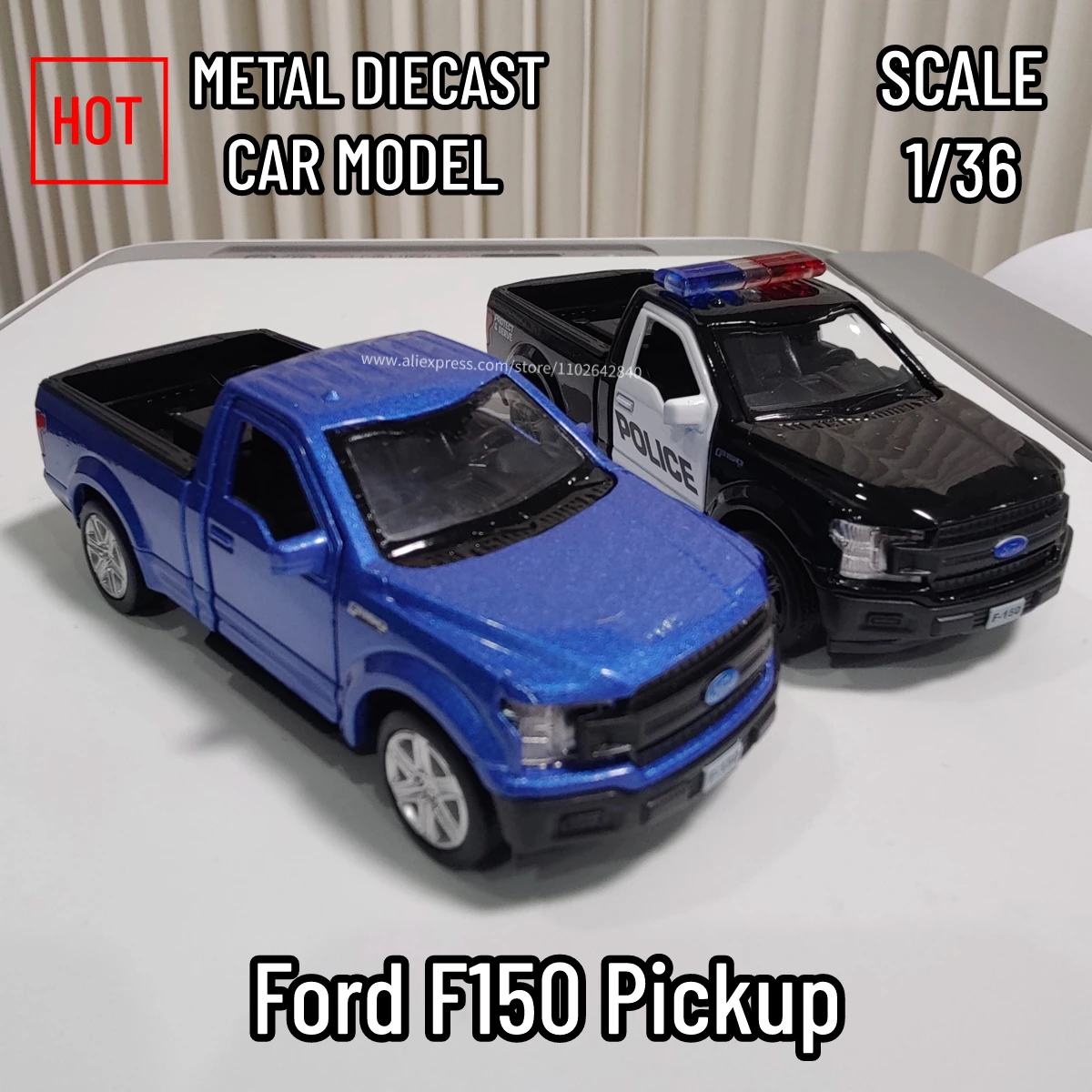 

1:36 Scale Ford F150 Pickup Truck Car Model Replica Diecast Vehicle Miniature Home Office Interior Decor Xmas Gift Kid Boy Toy