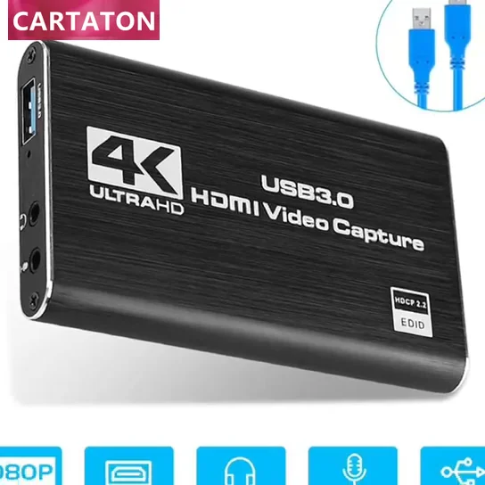 

Factory Outlet 4K 60fps USB 3.0 HDMI Video Capture Card With Loop With Headphone Port With Mic Jack