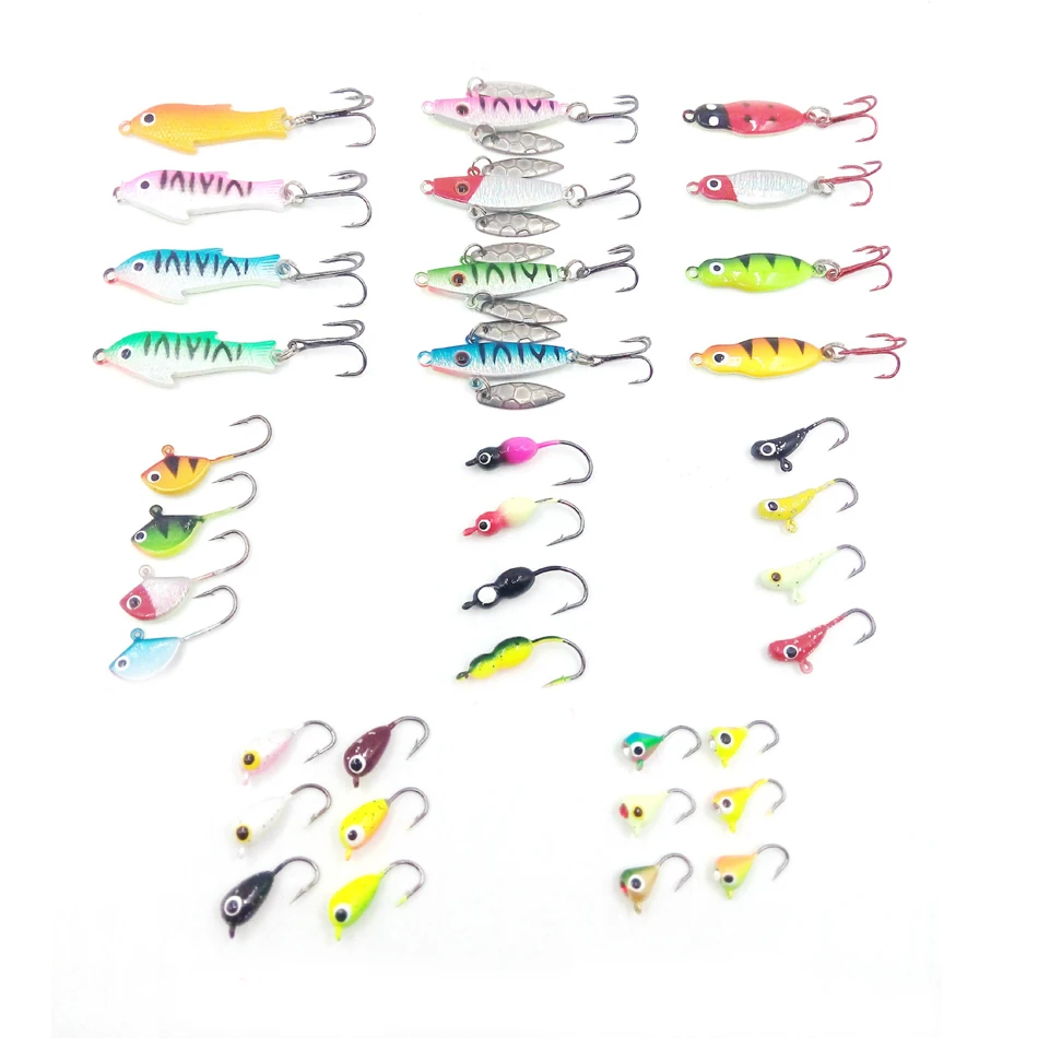

Goture 36pcs/Lot Winter Ice Fishing Lure 1.1g-7g Artificial Hard Jig Head Small Lead Fish for Bass Carp Fishing Tackle with Box