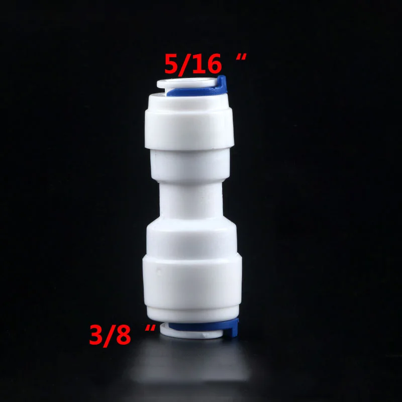 

5/16 "OD PE труба до 1/4" Труба Быстрый диаметр муфты 6,5 мм-8,2 мм прямой соединитель RO воды обратного осмоса системы установки
