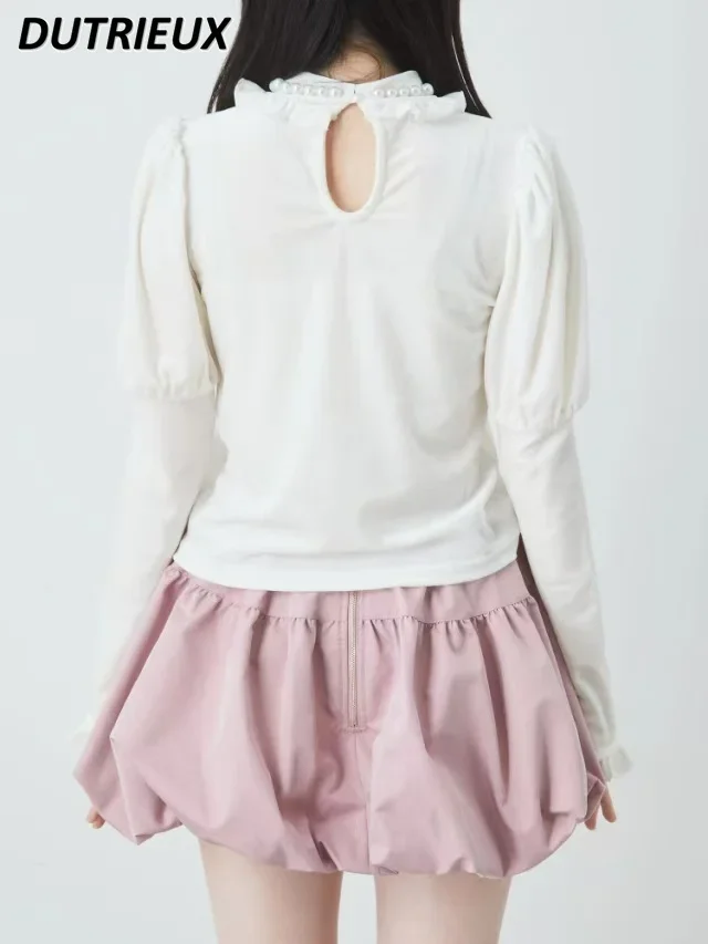 Милая женская водолазка бархатная милая пузырьковая повседневная верхняя