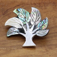 hot sale brooch pin natural shell tree shaped pendant brooch for women jewelry making necklace wedding accessory