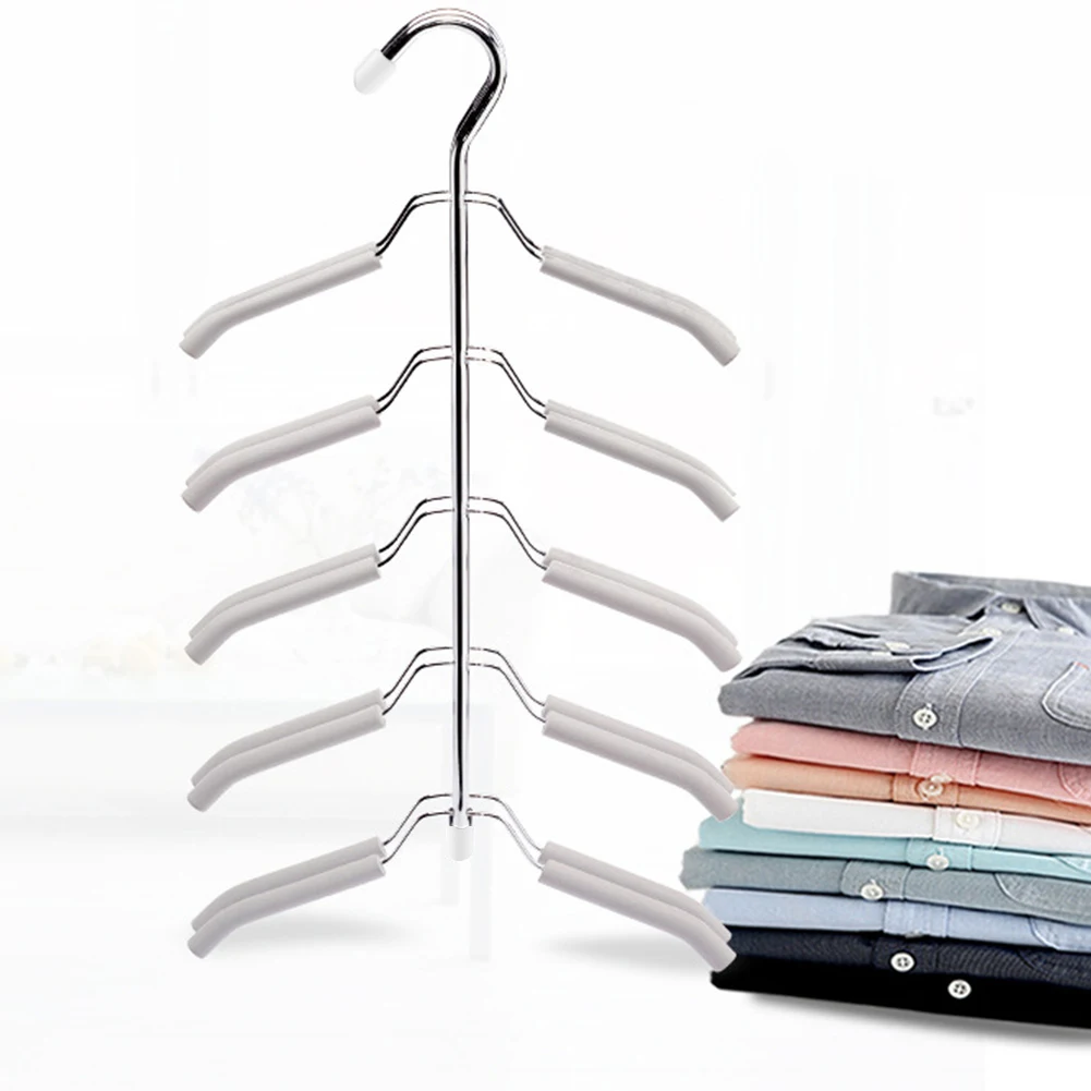 

Hanger Hanging Home Storage Rack 5 Layer Holder Wardrobe Non-Slip Multifunctional Shirt for Magic Clothing