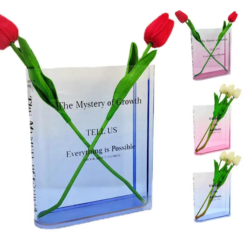 

Acrylic Clear Book Vase Book Flower Vase Clear Book Vase for Flowers Cute Bookshelf Decor for Floral Arrangement Home Decoration