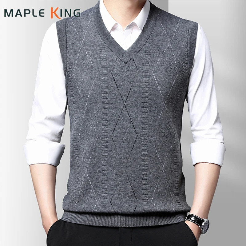 

Mens Clothes V-Neck Knit Sweater Jersey Hombre Argyle Plaid Casual Business Colete Masculino 2023 Men Vinatge Pullover Sweaters