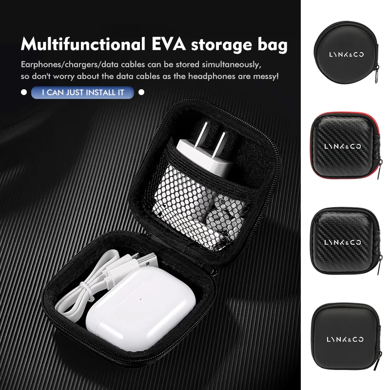 Фото Автомобильный EVA-кошелек для монет, дорожный органайзер для USB-накопителей и данных с логотипом для LYNK&CO 01 PHEV, 02, 03 PHEV, 03+, 05, 06, 09 PHEV, 09 MHEV №1