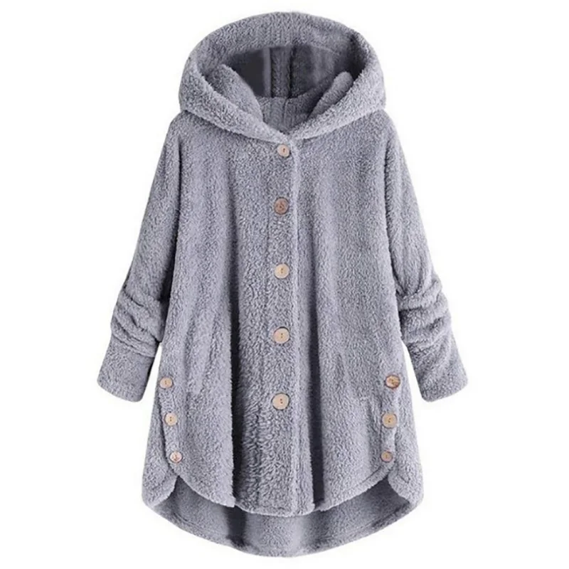 2021 Leopard Coat warm Fluffy Women Winter Top Button Loose fur jacket Reversible plush plus size Outwear Washed Loose Clothing