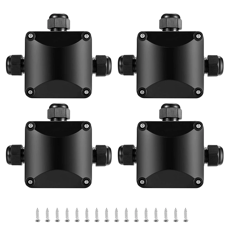 

4 Pcs Junction Box IP68 Waterproof 3 Way Cable Connectors for Outdoor Lighting External Electrical Junction Box